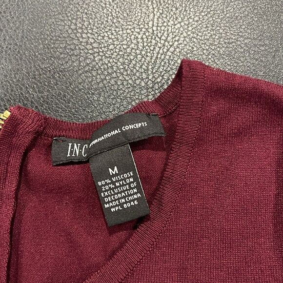Burgundy Grommet Tunic Sweater by INC International Concepts Size M - NWT - Picture 6 of 9